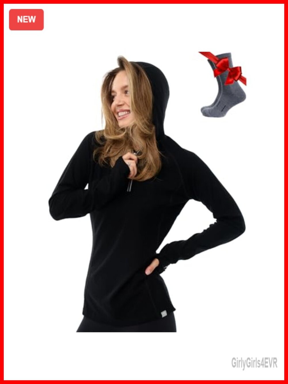 Merino Wool Hoodie Women Slim Fit Quarter Zip Thermal Base Layer